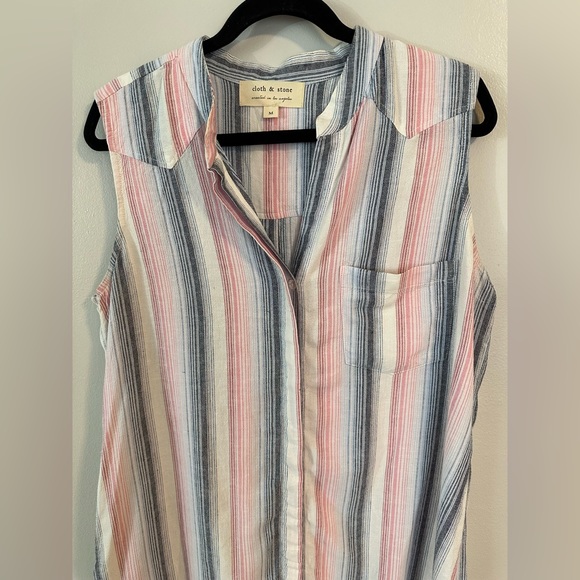 Anthropologie Cloth and Stone  Sleeveless Stripe Midi Shirt Dress size M in EUC - Picture 4 of 7